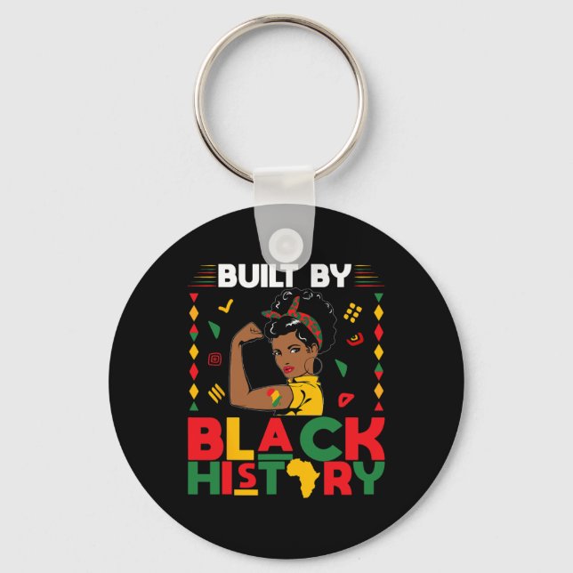 Built By Black History Month Strong African Pride  Key Ring (Front)
