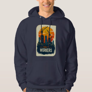Built by Workers Vintage Construction Design Hoodie
