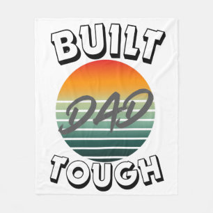 Built dad tough retro sunset dad T- shirt. Fleece Blanket