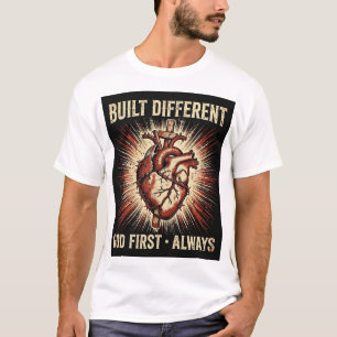 Built Different God First Always Heart Barbed Wire T-Shirt