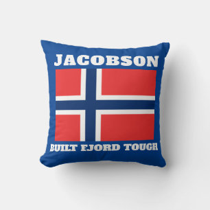 "Built Fjord Tough" and Norwegian Flag  Cushion