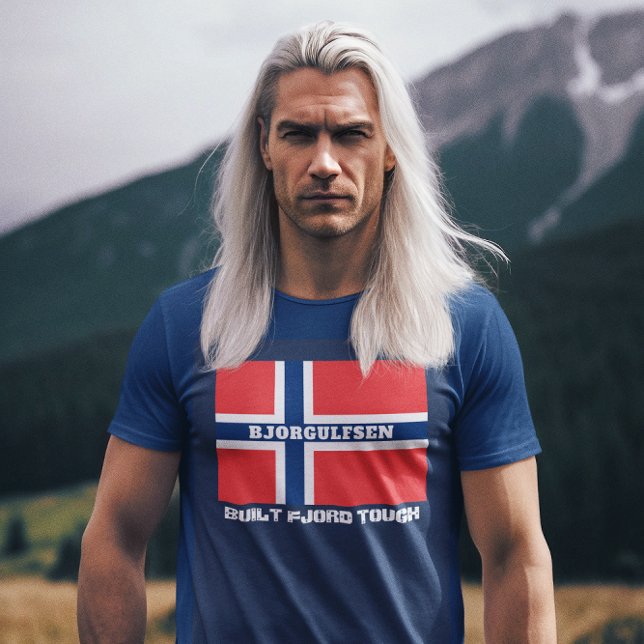 "Built Fjord Tough" and Norwegian Flag T-Shirt (Creator Uploaded)