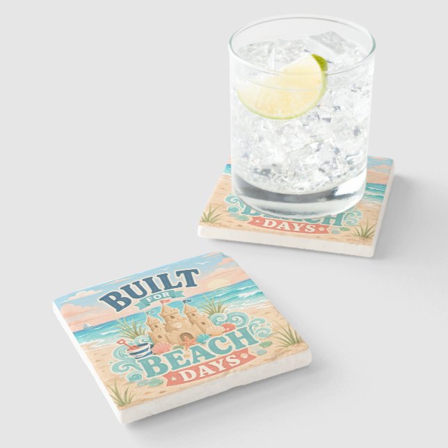 Built For Beach Days Stone Coaster (Side)