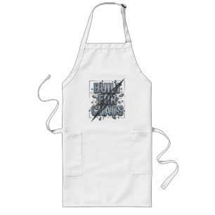 Built For Chaos Distressed Stone Typography Long Apron