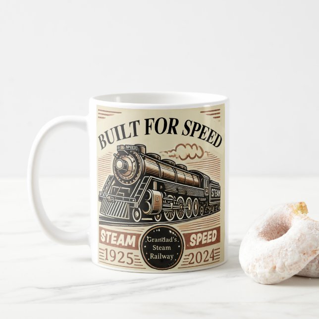 Built for Speed – Customisable Steam Train  Coffee Mug (With Donut)