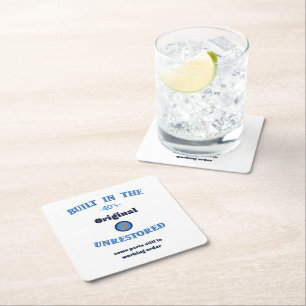 Built in the Forties Original Unrestored Square Paper Coaster