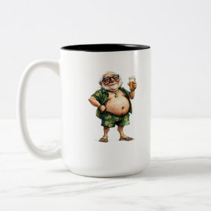 Built on Beer Funny Vintage Cartoon Tee Two-Tone Coffee Mug