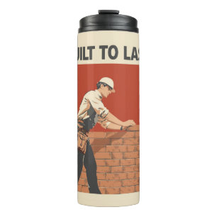 Built To Last Mason Construction Worker Art - Prof Thermal Tumbler