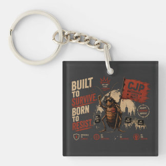Built to Survive, Born to Resist Cockroach Graphic Key Ring