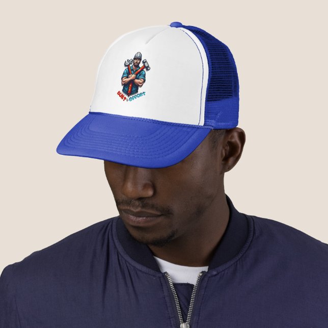 Built with Effort Construction Worker Design Trucker Hat (In Situ)
