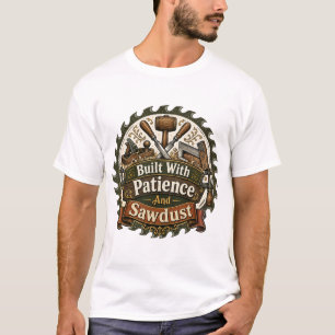 Built With Patience And Sawdust Woodworker Tee