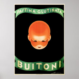 BUITONI PASTINA GLUTINATA Pasta Vintage Italian Poster