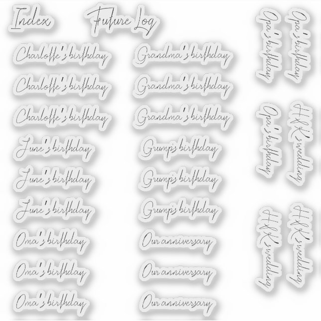 BuJo custom event stickers - Med - transparent (Front)