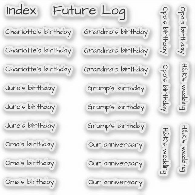 BuJo custom event stickers - Med - transparent (Front)