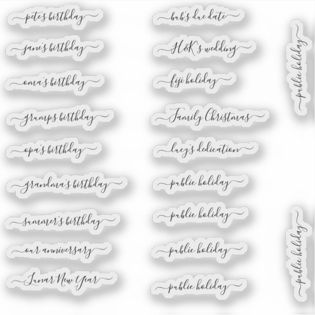 BuJo custom event stickers - small - transparent (Front)