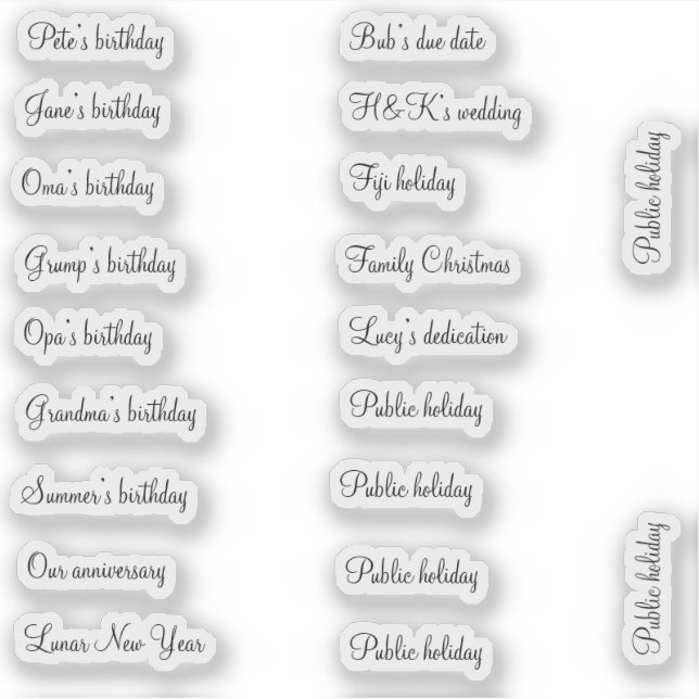 BuJo custom event stickers - small - transparent (Front)