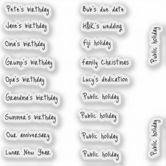 BuJo custom event stickers - small - transparent (Front)