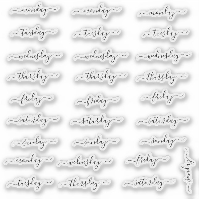 BuJo day stickers - 4 weeks - transparant. (Front)