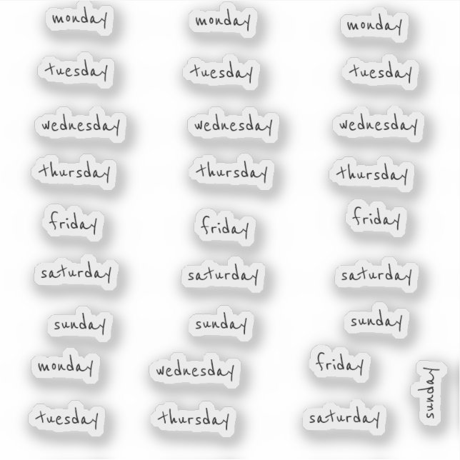 BuJo day stickers small - 4 weeks - transparent (Front)
