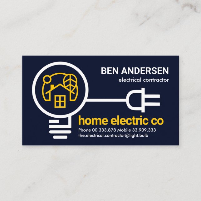 Bulb Plug Electrical Wiring Electrician Business Card (Front)
