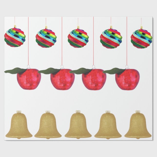 Bulbs, Apples, Bells Wrapping Paper (Flat)