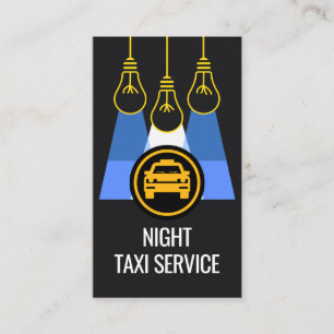 Bulbs Shining At Night Taxi Service Business Card