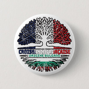 Bulgaria Bulgarian French France Tree Roots Flag 6 Cm Round Badge