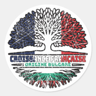 Bulgaria Bulgarian French France Tree Roots Flag Classic Round Sticker