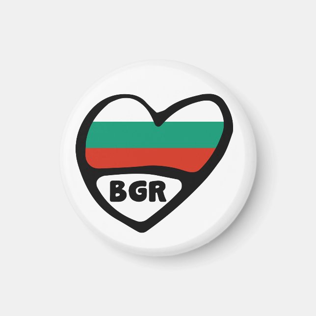 Bulgaria Country Code Flag Heart, BGR Magnet (Front)