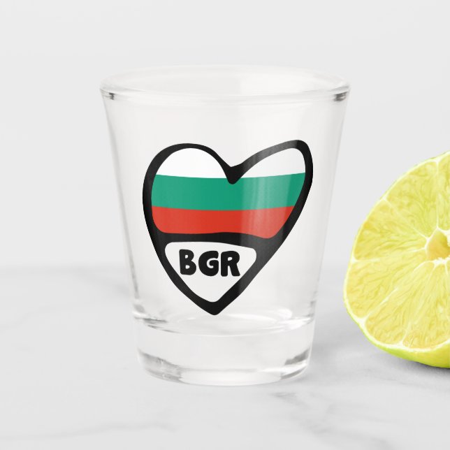 Bulgaria Country Code Flag Heart, BGR Shot Glass (Front)