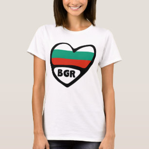 Bulgaria Country Code Flag Heart, BGR T-Shirt