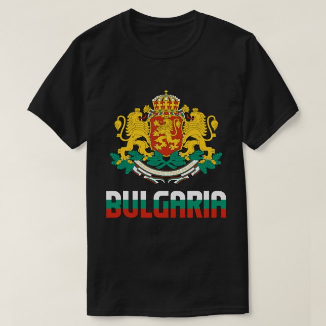 Bulgaria Flag and Coat Of Arms Patriotic T-Shirt (Design Front)