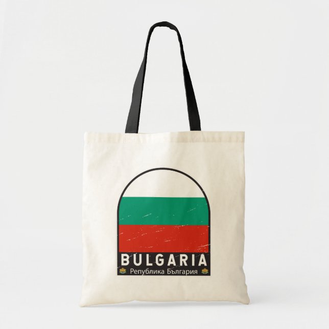 Bulgaria Flag Emblem Distressed Vintage Tote Bag (Front)