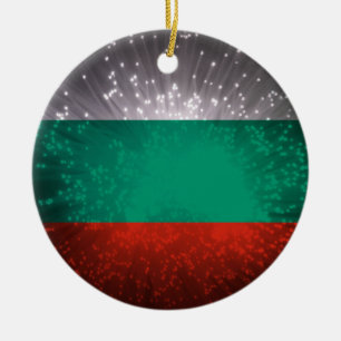 Bulgaria Flag Firework Ceramic Tree Decoration