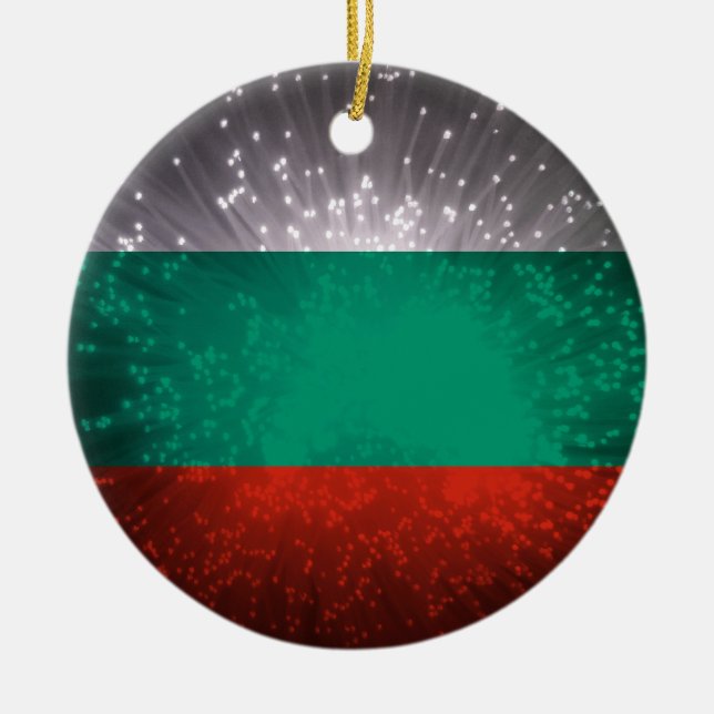 Bulgaria Flag Firework Ceramic Tree Decoration (Front)