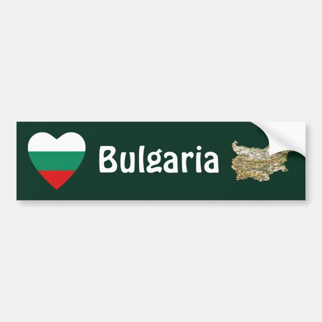 Bulgaria Flag Heart + Map Bumper Sticker (Front)