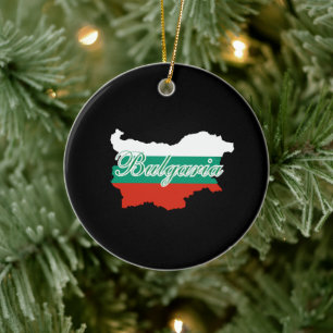 Bulgaria flag map ceramic tree decoration