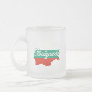 Bulgaria flag map frosted glass coffee mug