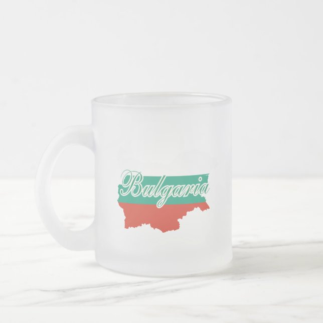 Bulgaria flag map frosted glass coffee mug (Left)