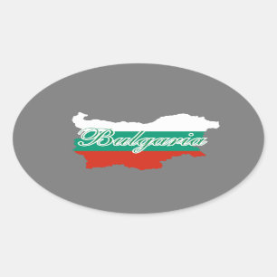 Bulgaria flag map oval sticker