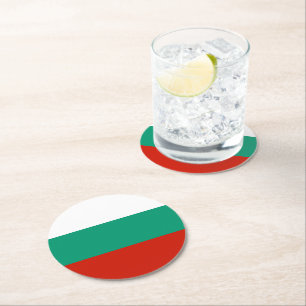Bulgaria flag round paper coaster