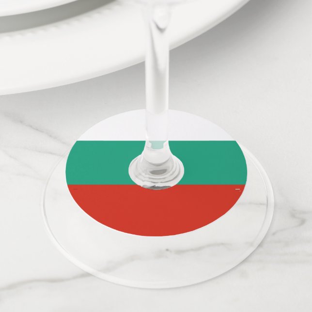 Bulgaria flag wine glass tag (Close Up)