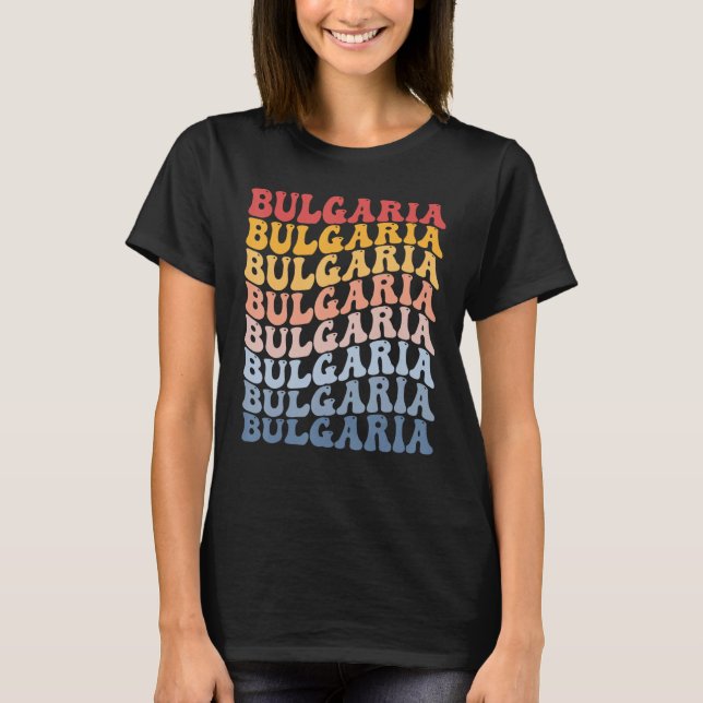Bulgaria Groovy Retro Bulgarian T-Shirt (Front)