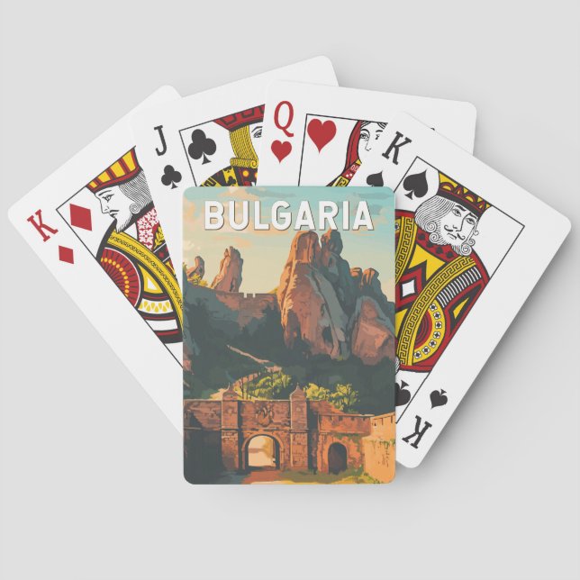 Bulgaria Illustration Travel Art Vintage Playing Cards (Back)