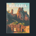 Bulgaria Illustration Travel Art Vintage Postcard<br><div class="desc">Bulgaria vector artwork design. Bulgaria,  a diverse and historic destination in Eastern Europe,  is known for its charming cities,  stunning Black Sea coastline,  and breathtaking mountain landscapes.</div>