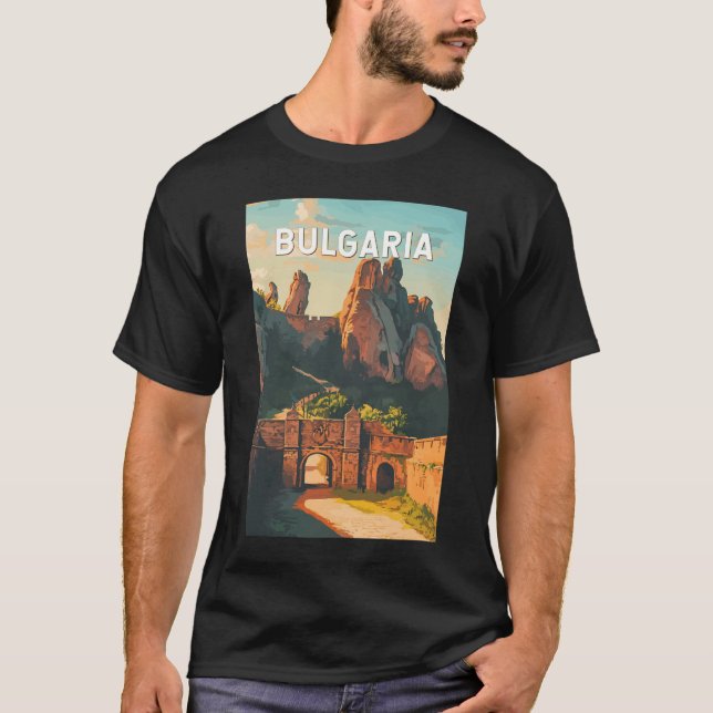 Bulgaria Illustration Travel Art Vintage T-Shirt (Front)