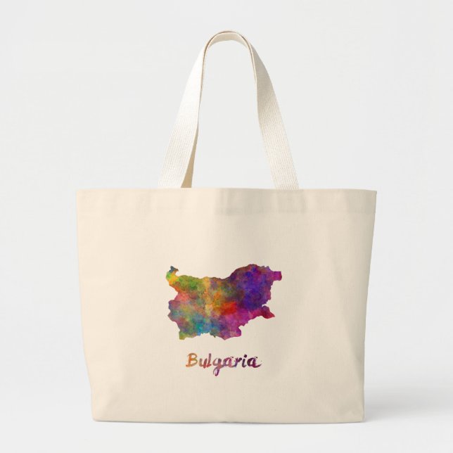 Bulgaria in watercolor large tote bag (Front)