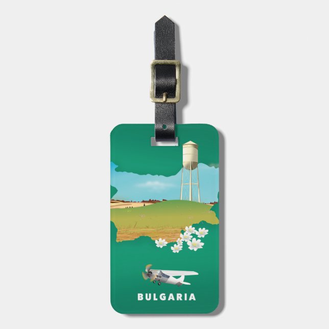Bulgaria map travel print luggage tag (Front Vertical)