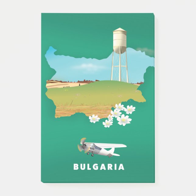 Bulgaria map travel print post-it notes (Front)