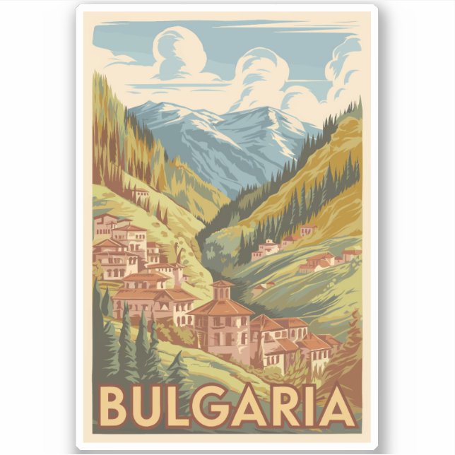 Bulgaria Painterly Illustration Travel Art Vintage (Front)